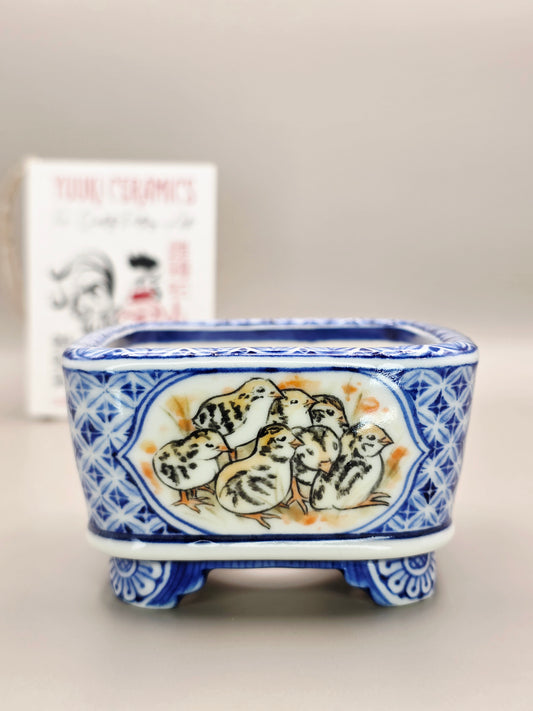 Handmade Ceramic Bonsai Pot - "Birds #2" pot #5/2026 by Yuuki Ceramics
