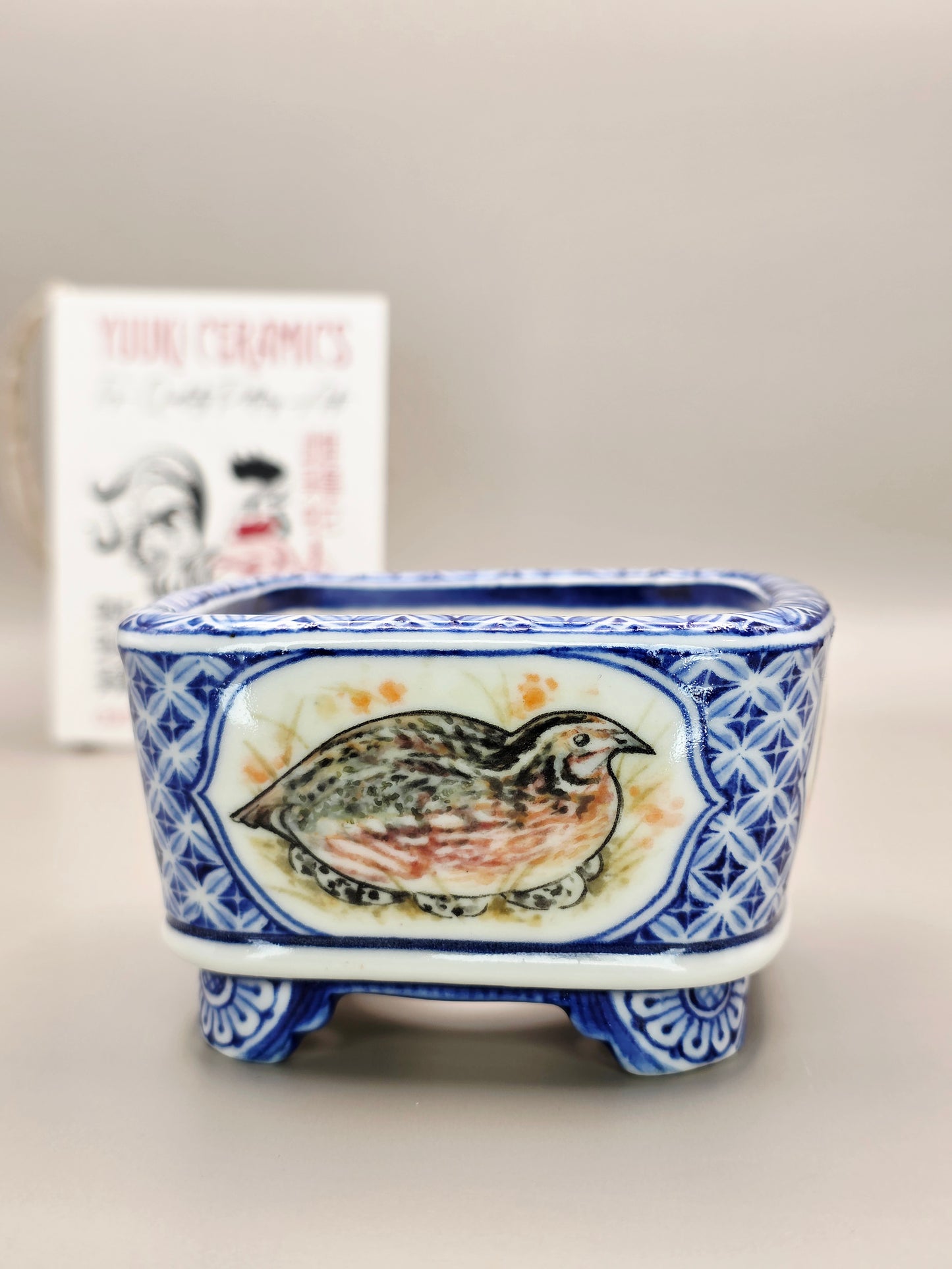 Handmade Ceramic Bonsai Pot - "Birds #2" pot #5/2026 by Yuuki Ceramics