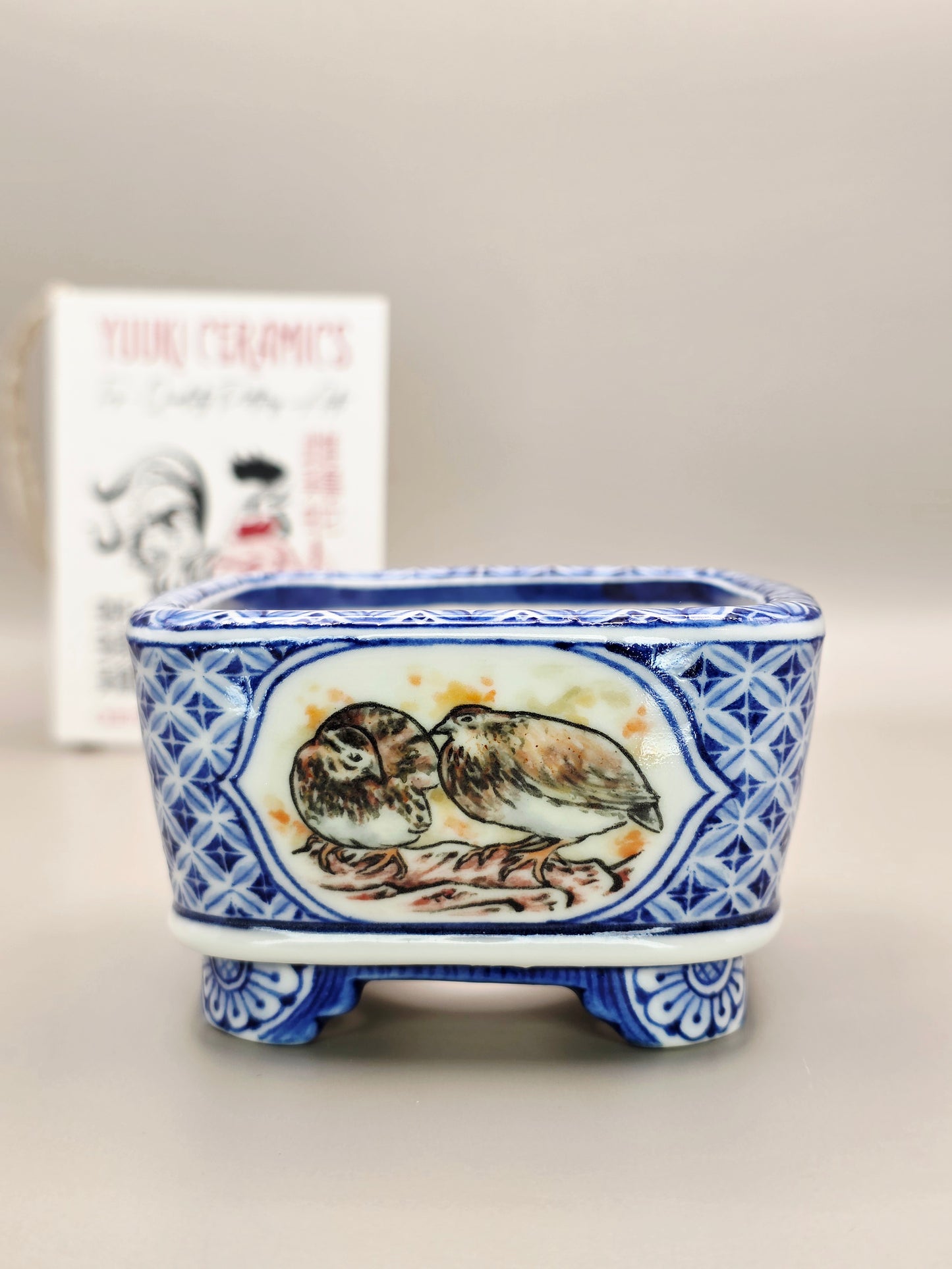 Handmade Ceramic Bonsai Pot - "Birds #2" pot #5/2026 by Yuuki Ceramics