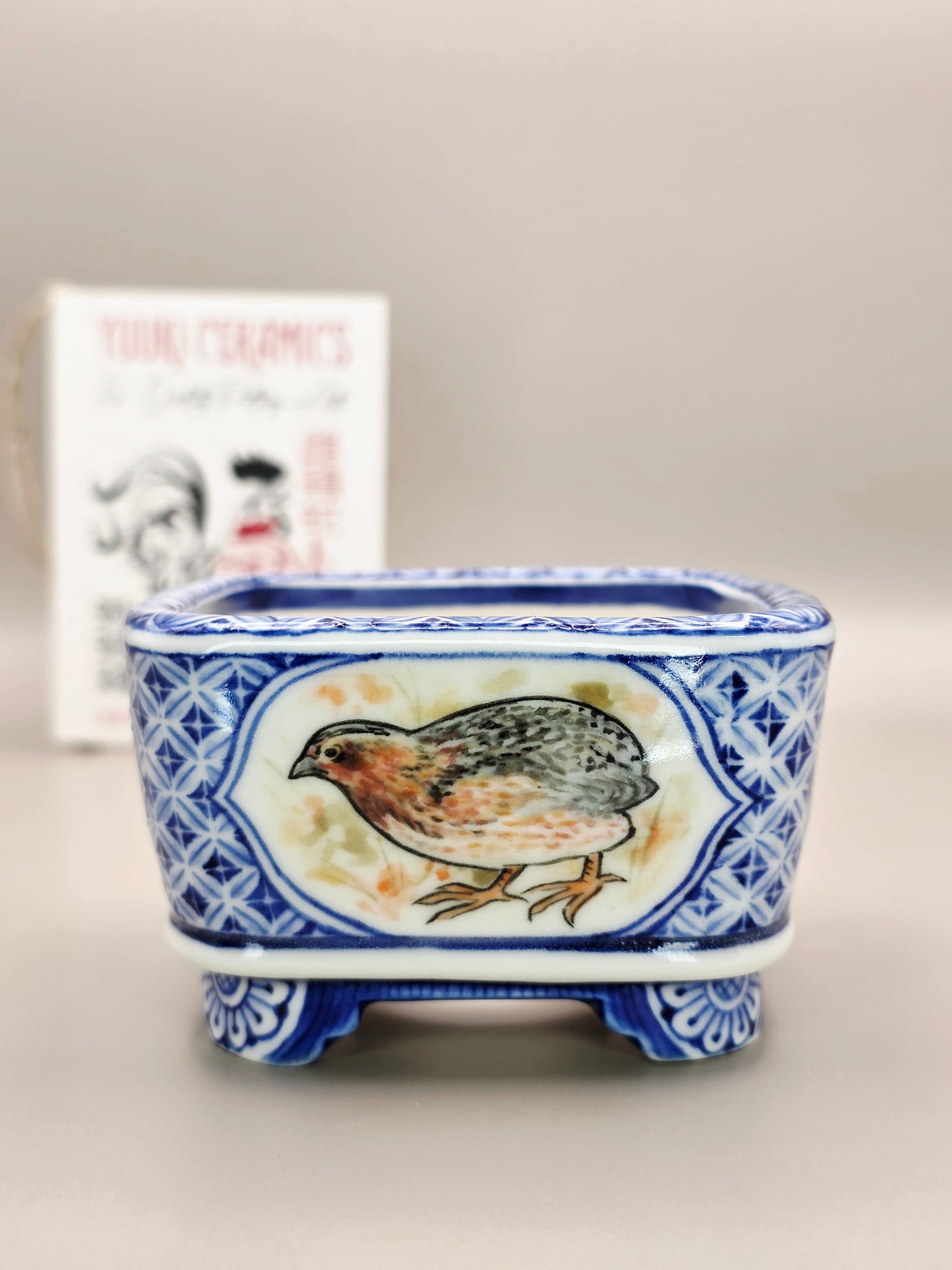 Handmade Ceramic Bonsai Pot - "Birds #2" pot #5/2026 by Yuuki Ceramics