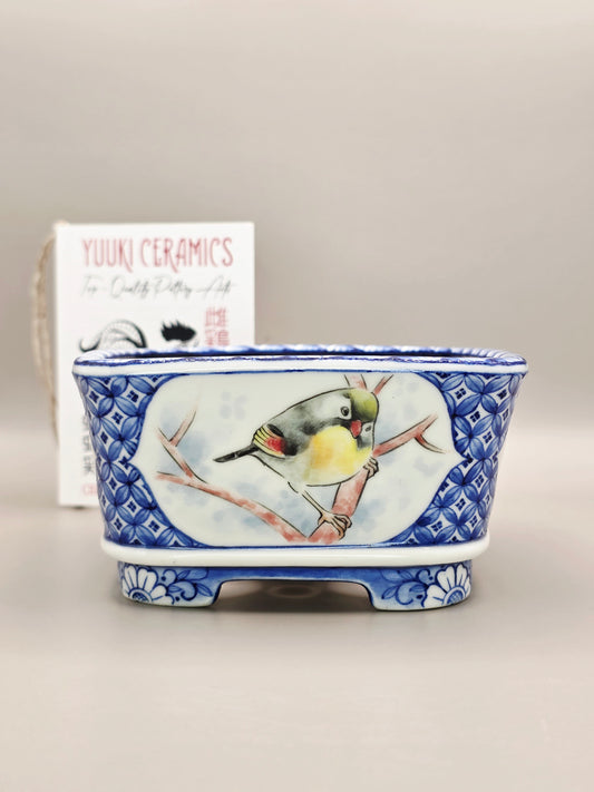 Handmade Ceramic Bonsai Pot - "Birds #1" pot #1/2026 by Yuuki Ceramics