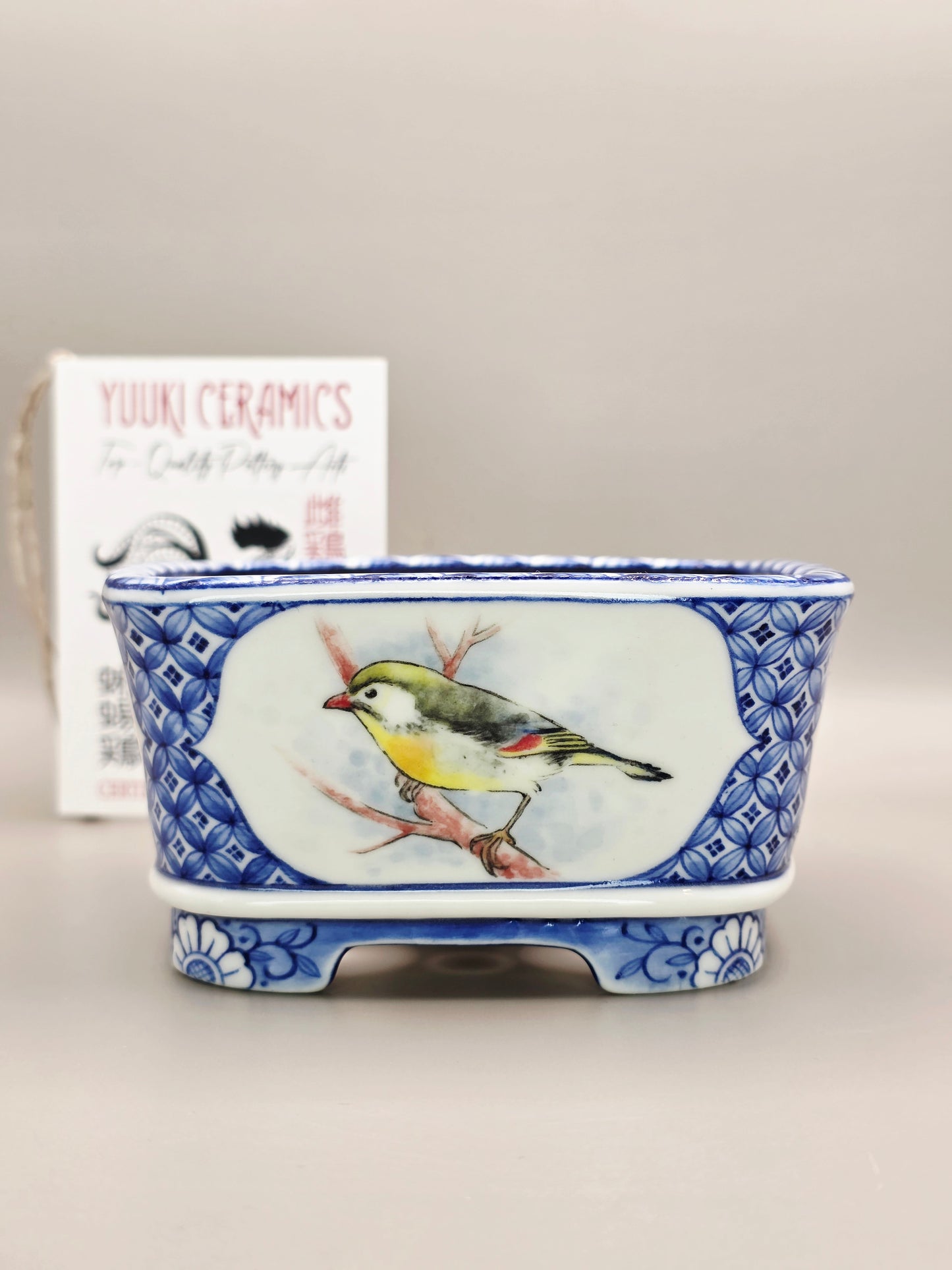 Handmade Ceramic Bonsai Pot - "Birds #1" pot #1/2026 by Yuuki Ceramics