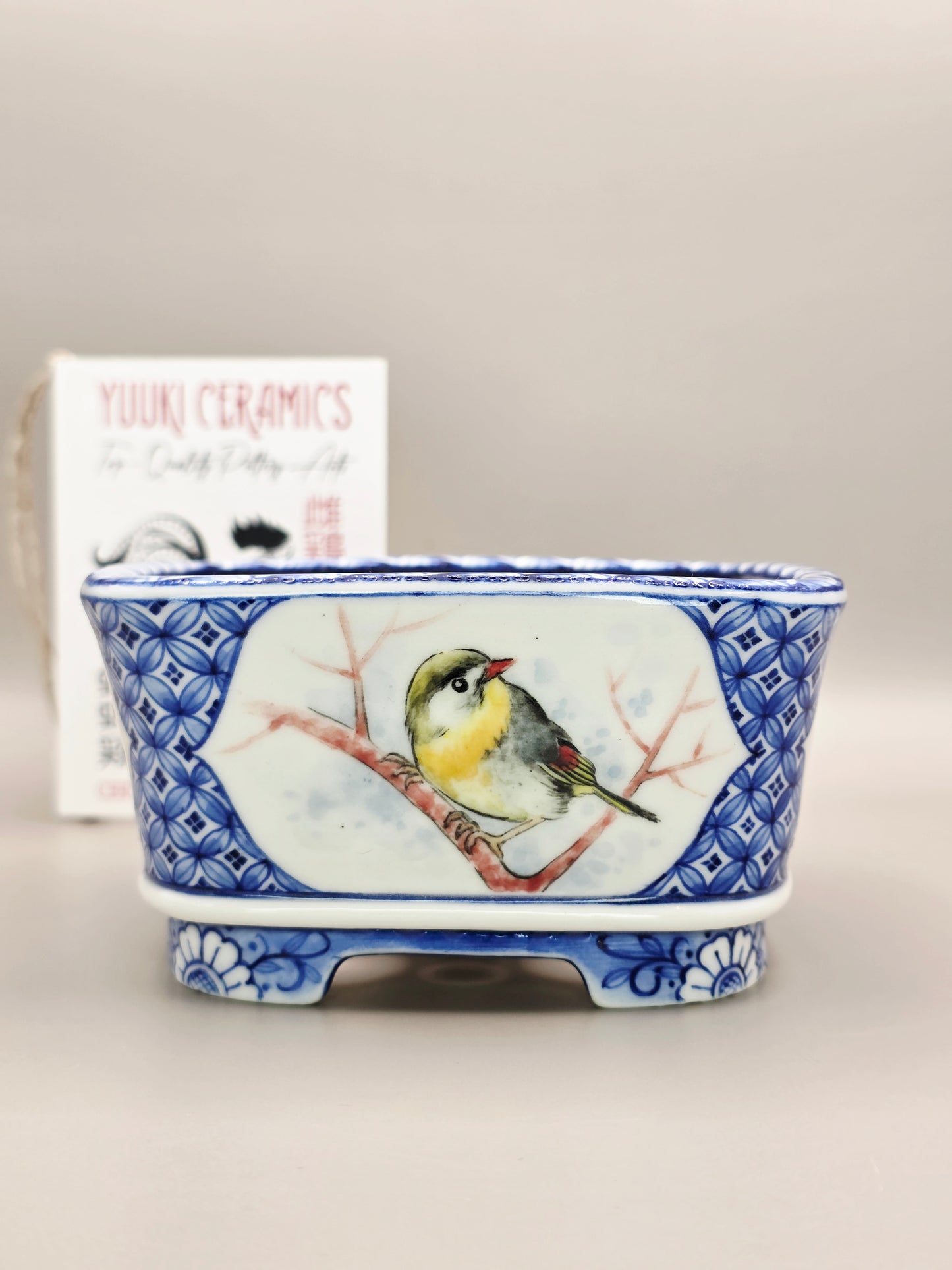Handmade Ceramic Bonsai Pot - "Birds #1" pot #1/2026 by Yuuki Ceramics
