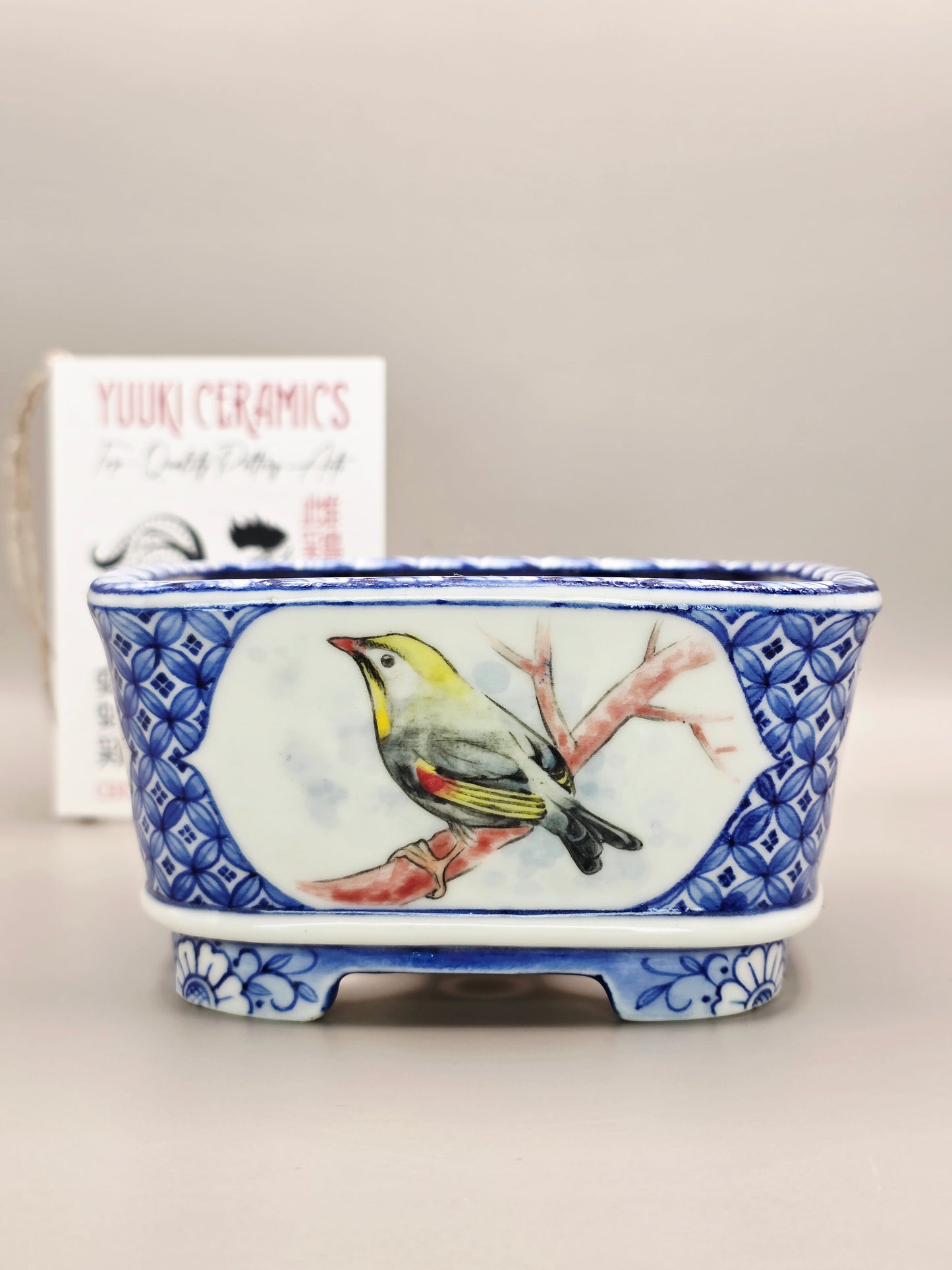 Handmade Ceramic Bonsai Pot - "Birds #1" pot #1/2026 by Yuuki Ceramics